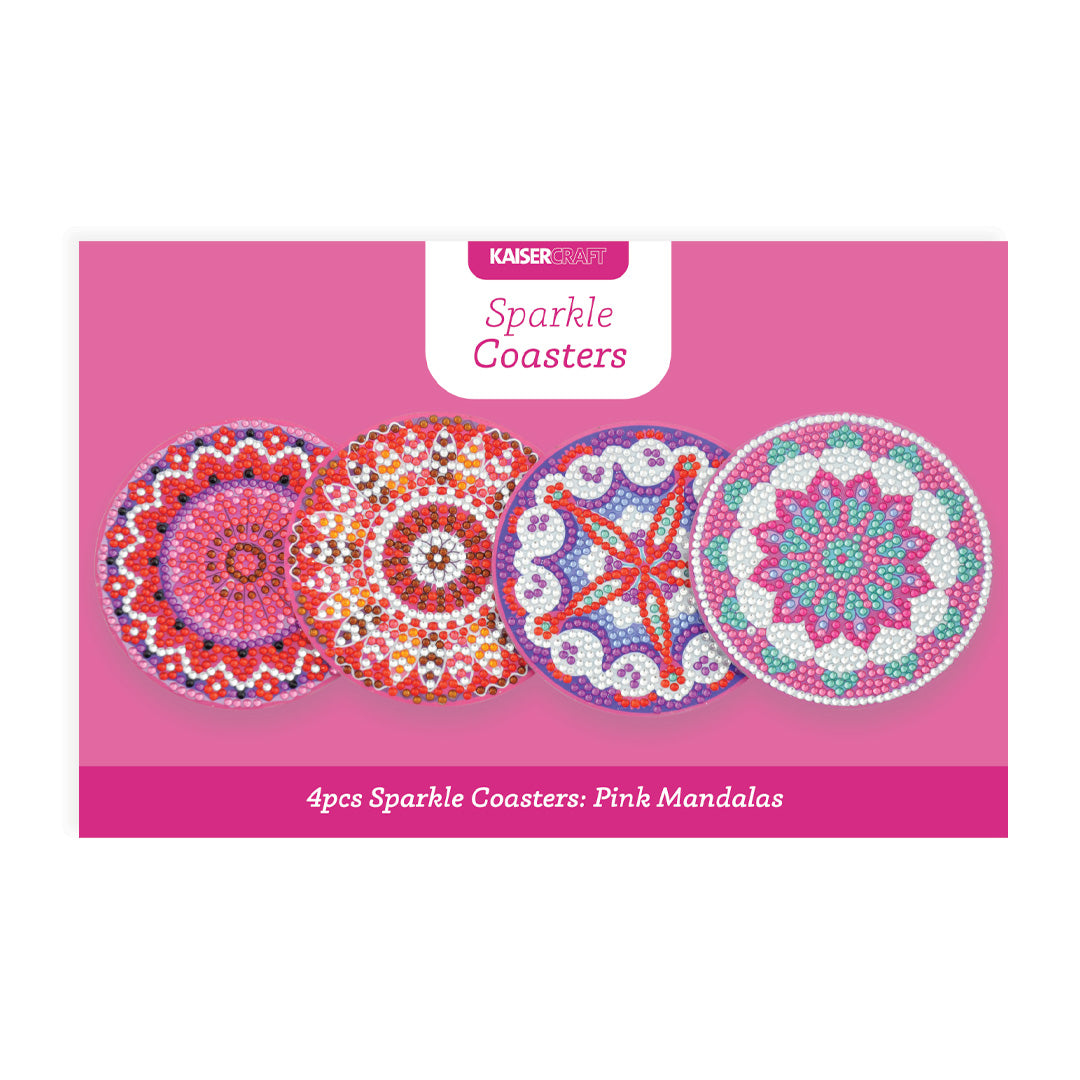 Sparkle 4Pk Coaster - Pink Mandalas